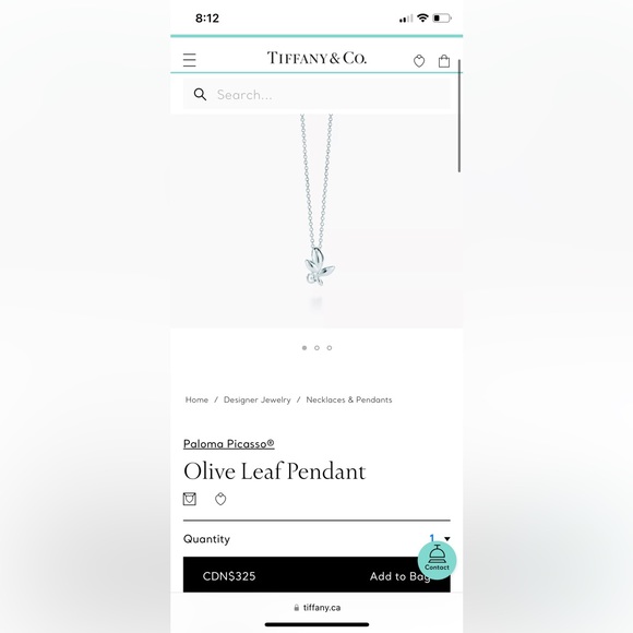 SOLD. Tiffany & Co - Paloma Picasso Olive Leaf Pendant - Picture 2 of 3